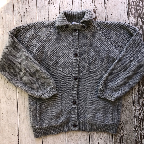 JILLY KNITS wool pocket cardigan sweater/beautiful - Picture 6 of 8